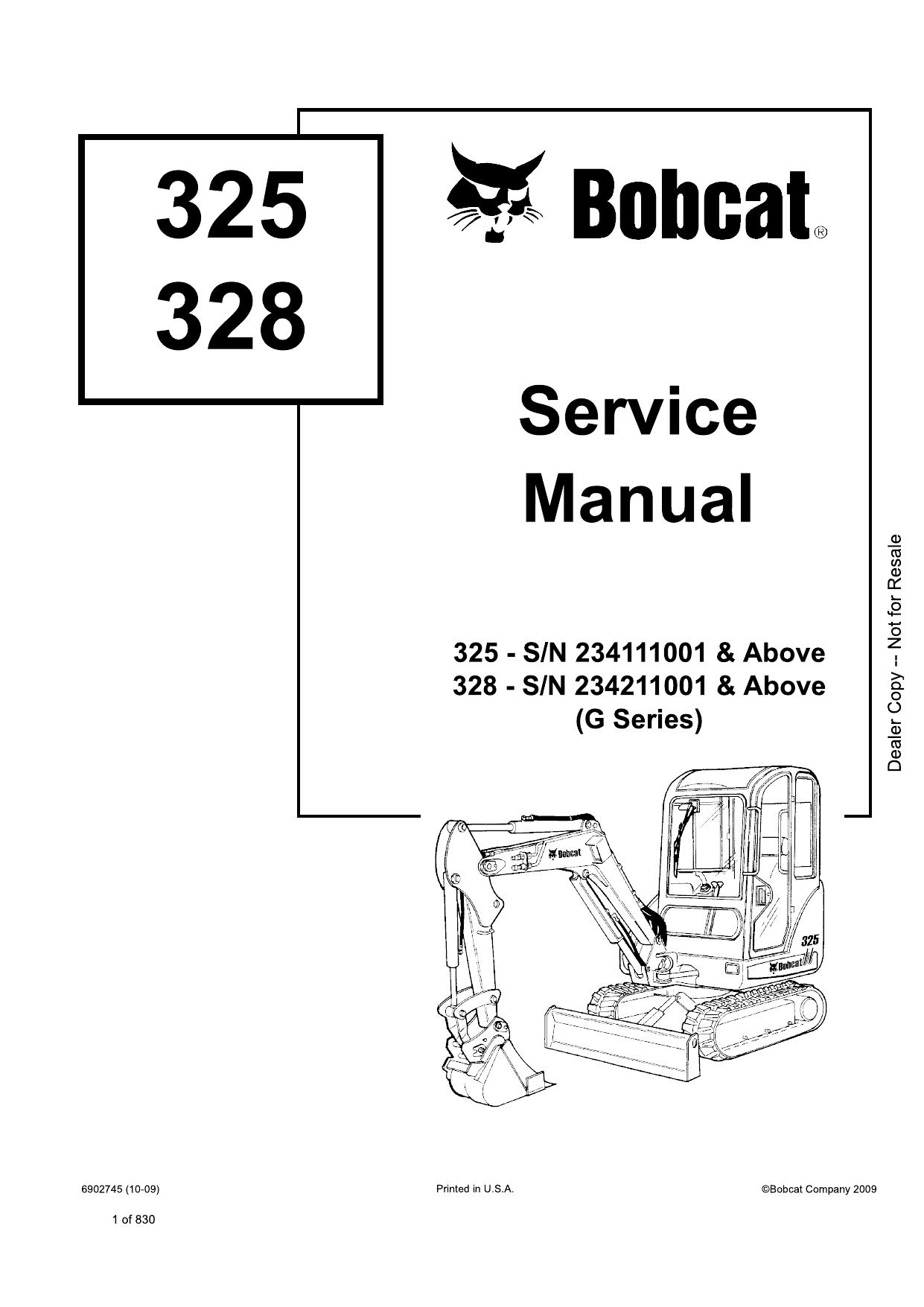 325 328 Excavator Service Manual Bobcat 2